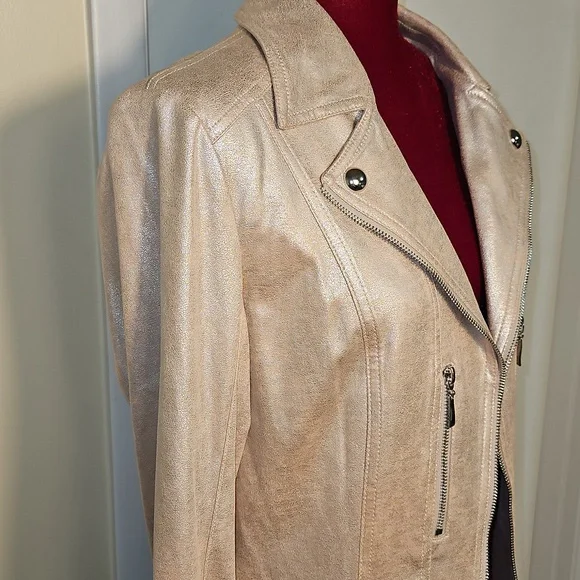 Metallic Cream Women's Jacket Size 10 - Picture 4 of 10